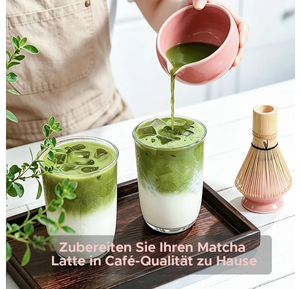 Maestri House Matcha-Set 7-tlg. Bambus Rosa/Grün mit Chasen & Schale - Bild 4