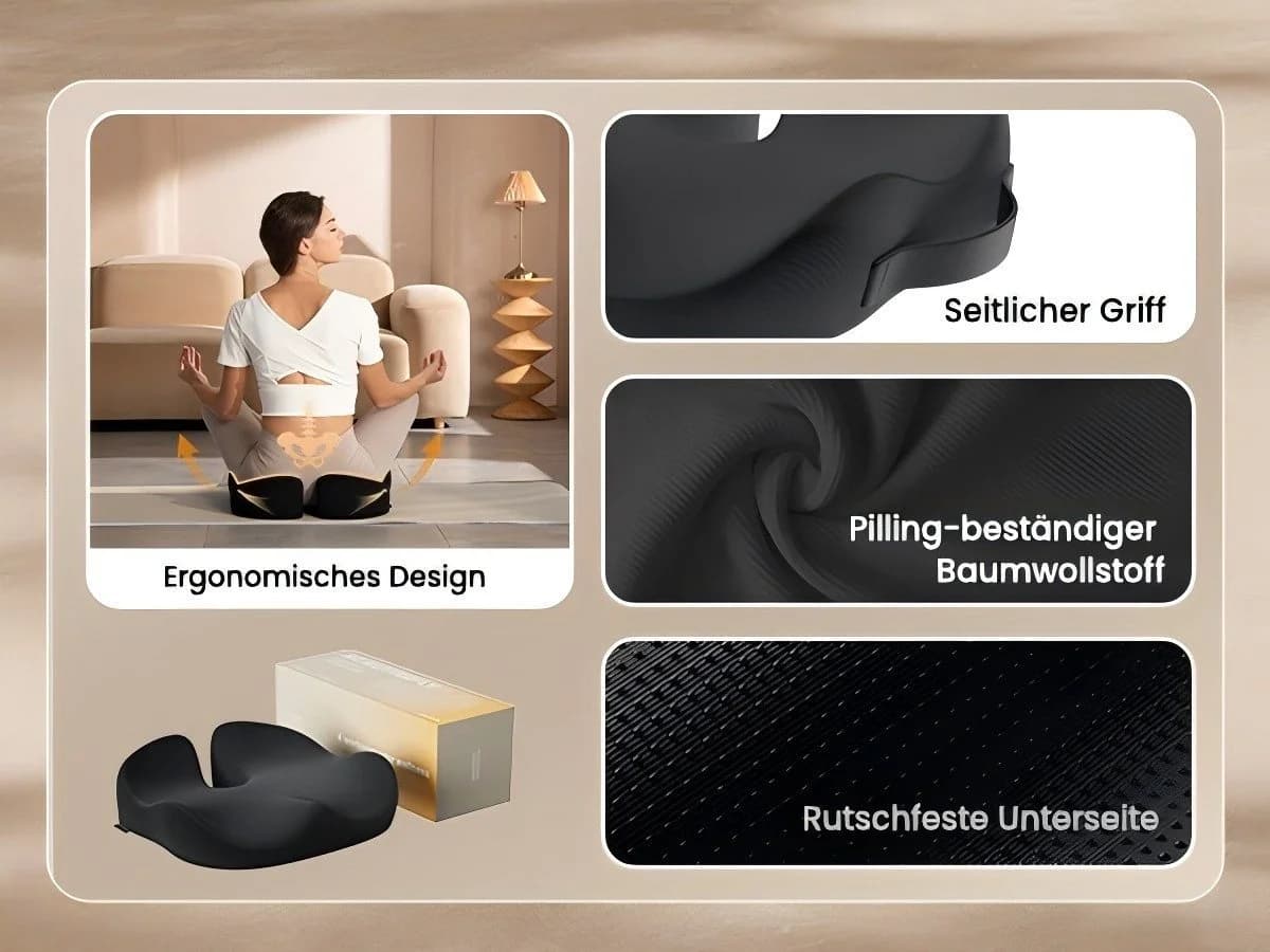 ProtoArc Orthopädisches Sitzkissen Memory-Schaum U-Design - Bild 4