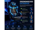Seenda Gaming-Stuhl mit Fußstütze, ergonomisch, Kunstleder, blau/schwarz Bild 1