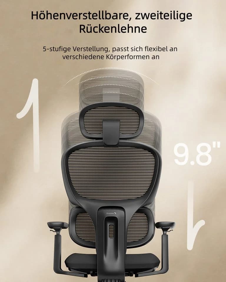 ProtoArc EC300 Bürostuhl Ergonomisch mit Lordosenstütze & Kopfstütze - Bild 3