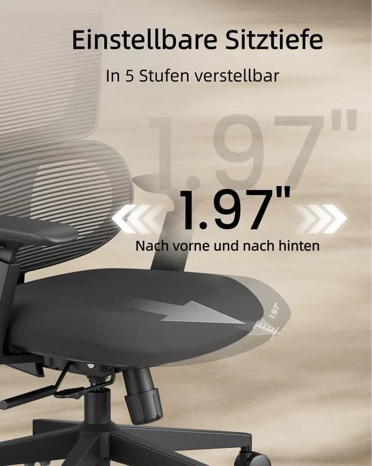 ProtoArc EC300 Bürostuhl Ergonomisch mit Lordosenstütze & Kopfstütze - Bild 5