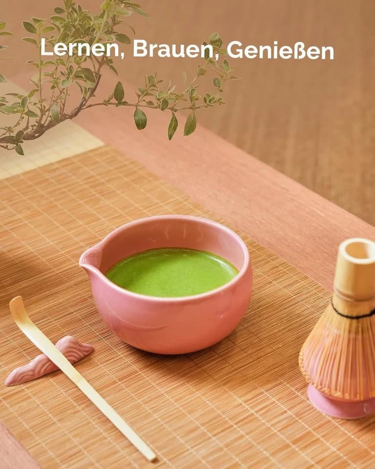 Maestri House Matcha Set 7-teilig Bambus Keramik Rosa - Bild 3
