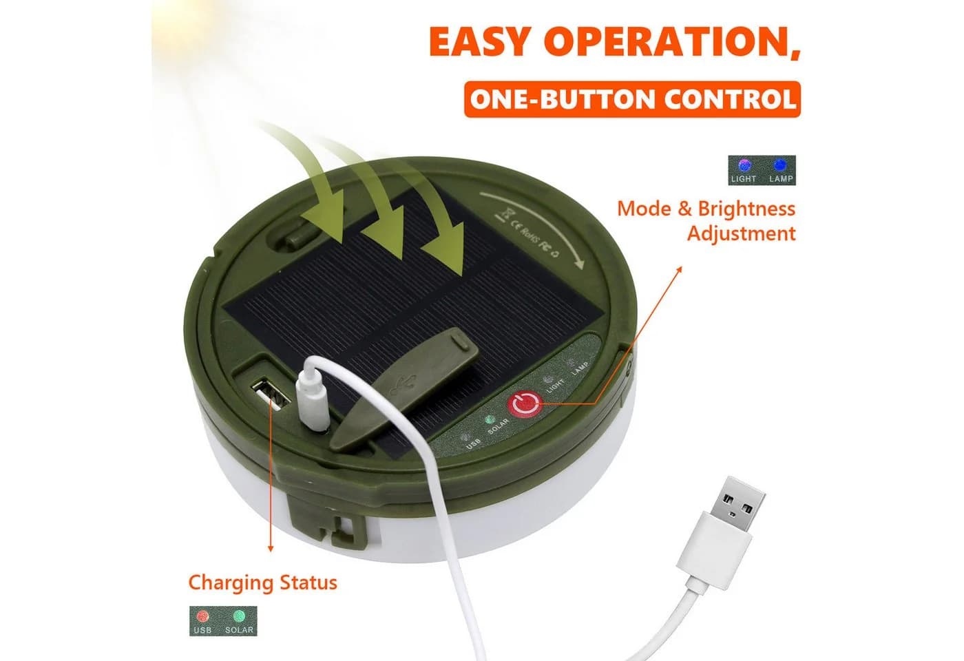 OZAVO LED-Lichterkette Camping 100-flammig Solar USB Bunt - Bild 3