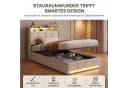 PXloue Polsterbett LED mit Stauraum Beige Samt Bild 1