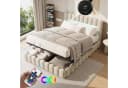 Simurq Polsterbett Doppelbett LED Stauraumbett Beige Bild 2