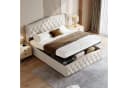 Simurq Polsterbett 160x200 Beige Samt mit Bettkasten Bild 3