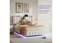 Simurq Polsterbett 160x200 Samt Grau/Beige mit LED & USB Bild 1
