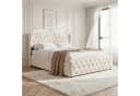 Simurq Polsterbett 160x200 Samt Beige/Grau mit Bettkasten Bild 2