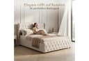 Simurq Polsterbett 160x200 Samt Beige/Grau mit Bettkasten Bild 5