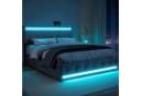 PXloue Polsterbett LED mit Stauraum und Schubladen Grau Bild 2
