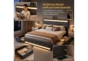 PXloue Polsterbett LED mit Stauraum und Schubladen Grau Bild 3