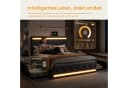 PXloue Polsterbett LED mit Stauraum und Schubladen Grau Bild 4