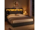 Simurq Polsterbett 160x200 grau mit LED, USB & 4 Schubladen Bild 2