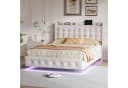Simurq Polsterbett mit LED-Beleuchtung und Stauraum Beige Samt Bild 3