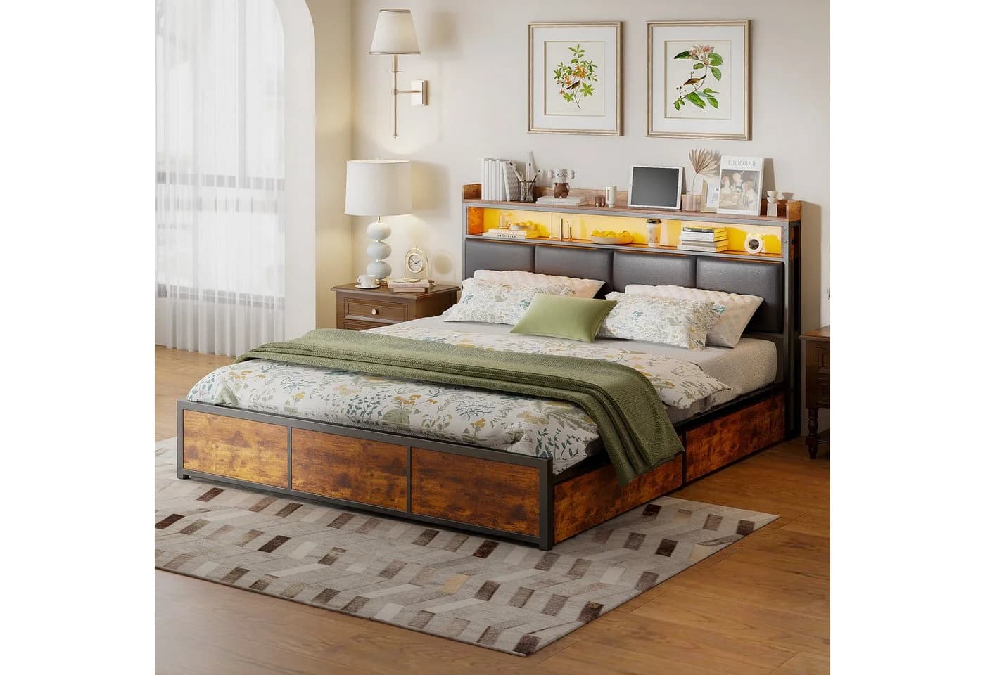Simurq Polsterbett 180x200 cm mit LED & Stauraum - Bild 3