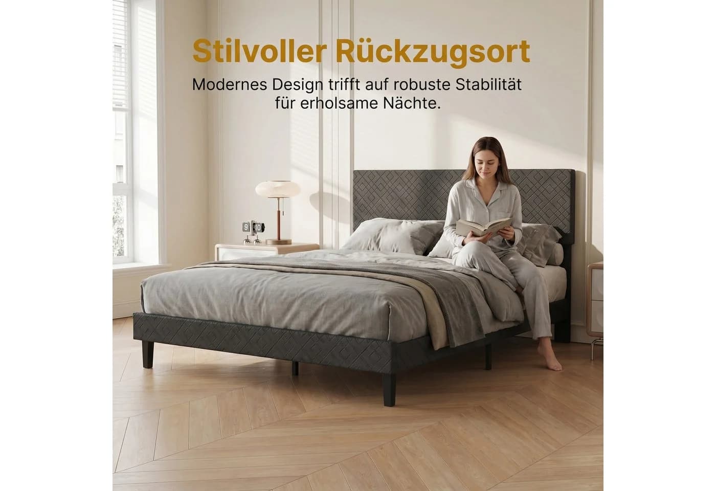 Furnishings Home Polsterbett 140x200 cm mit LED und Lattenrost