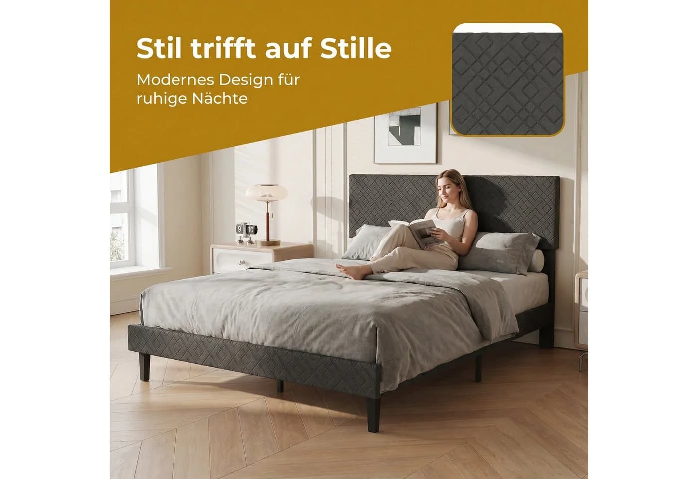 Furnishings Home Polsterbett 140x200 cm mit LED und Lattenrost - Bild 3