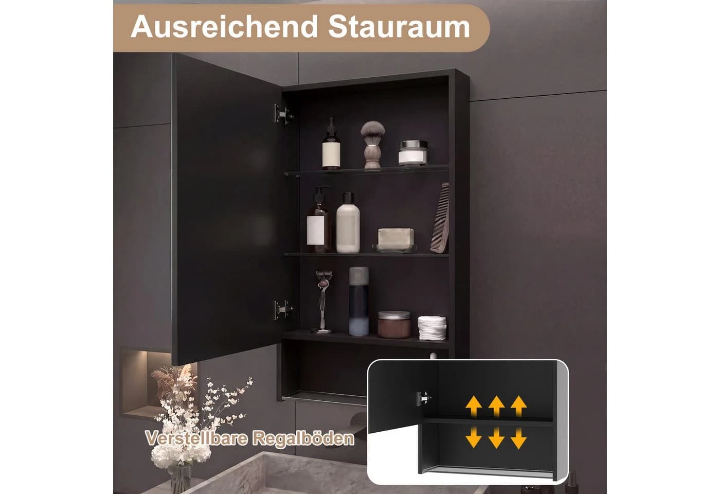 Furnishings Home Badezimmerspiegelschrank Weiß mit LED-Beleuchtung