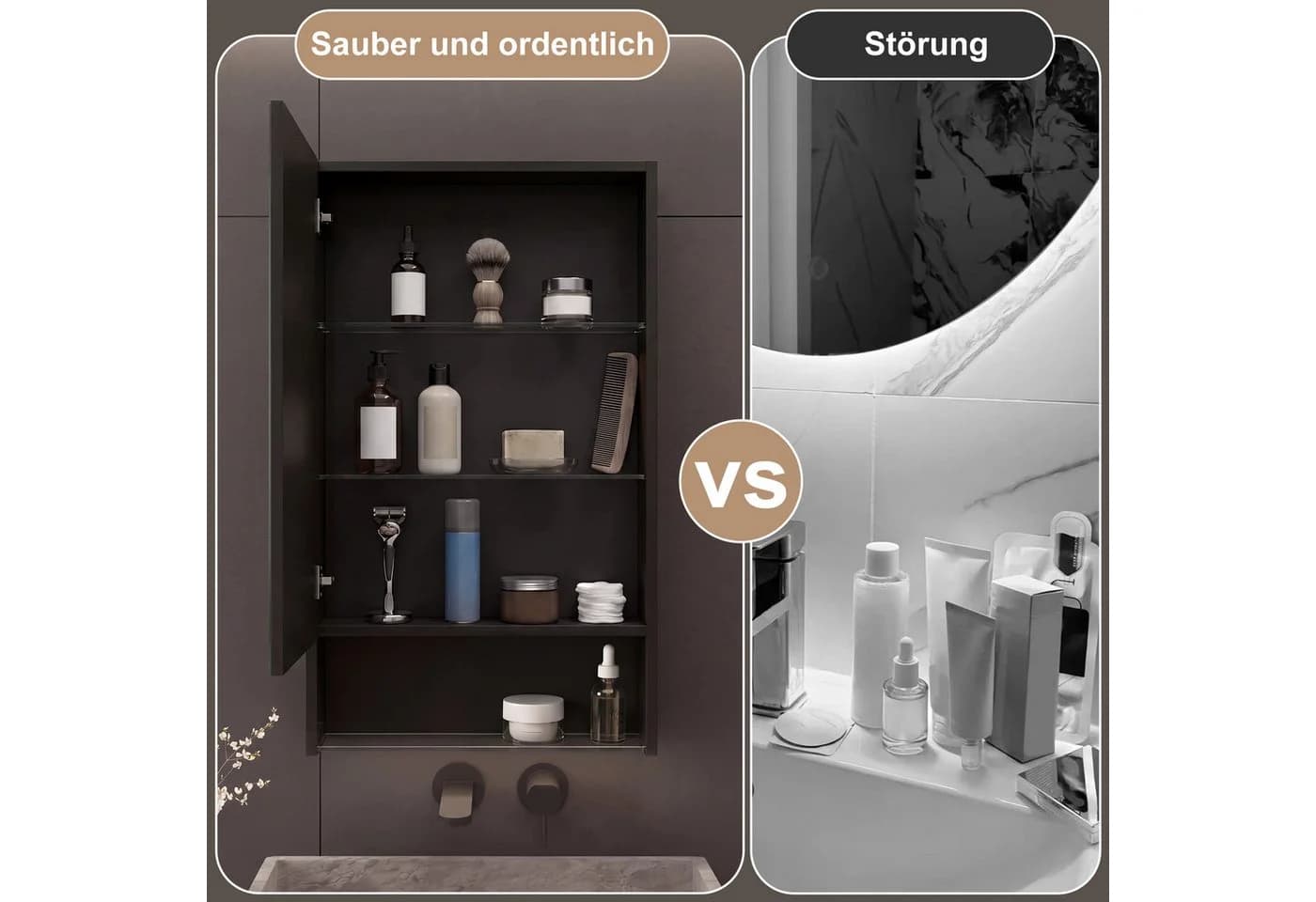 Furnishings Home Badezimmerspiegelschrank Weiß mit LED-Beleuchtung - Bild 5