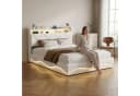 Simurq Polsterbett 160x200 cm Beige mit LED und Stauraum Bild 1