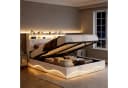 Simurq Polsterbett 160x200 cm Beige mit LED und Stauraum Bild 2