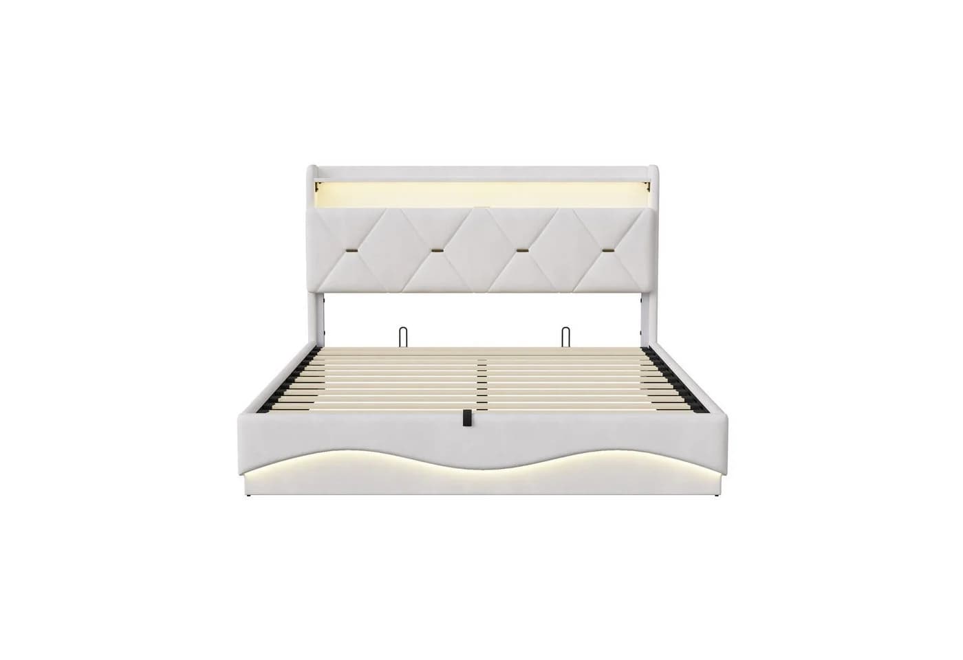 Simurq Polsterbett 160x200 cm Beige mit LED und Stauraum - Bild 4