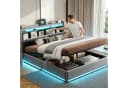 Gdood Polsterbett mit LED, USB & Stauraum Grau Bild 1