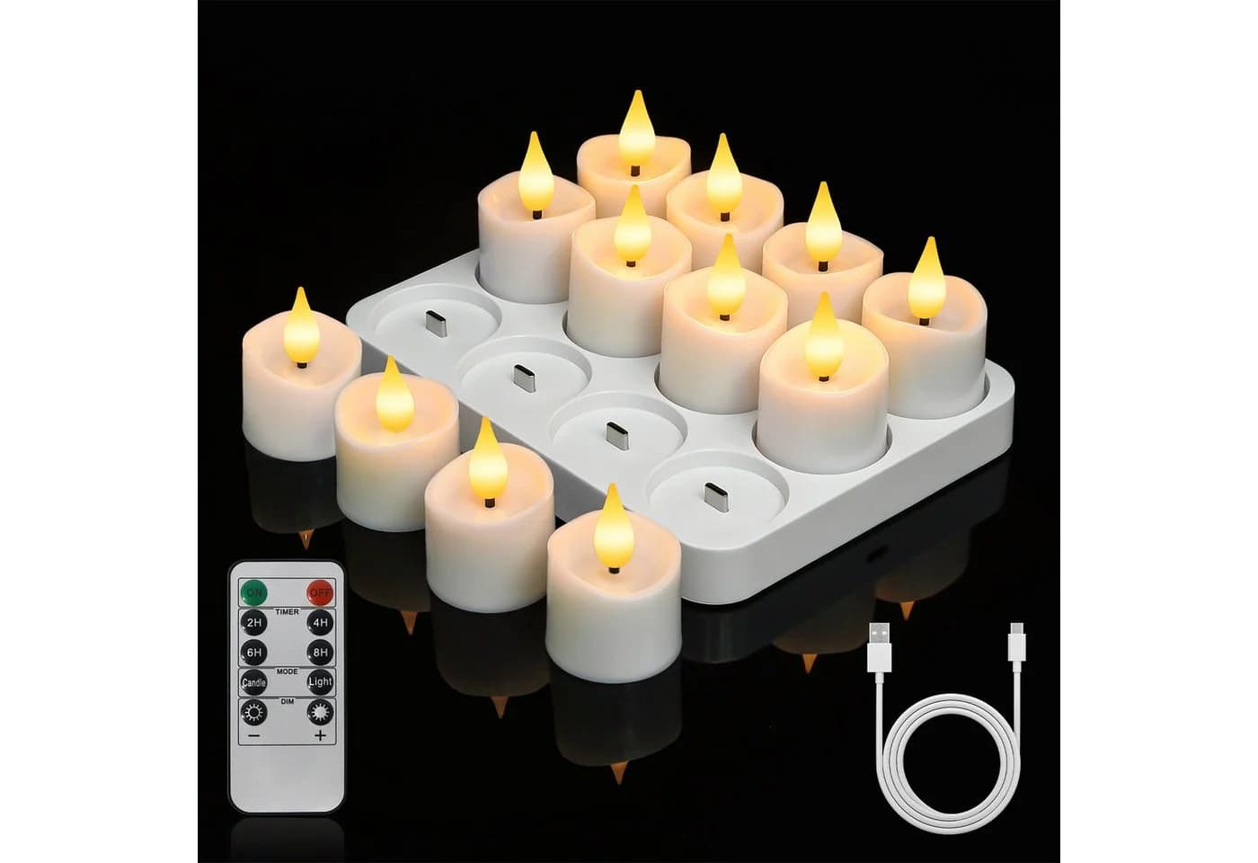 kisidus LED-Teelichter 12er Set Wiederaufladbar mit Fernbedienung - Bild 2