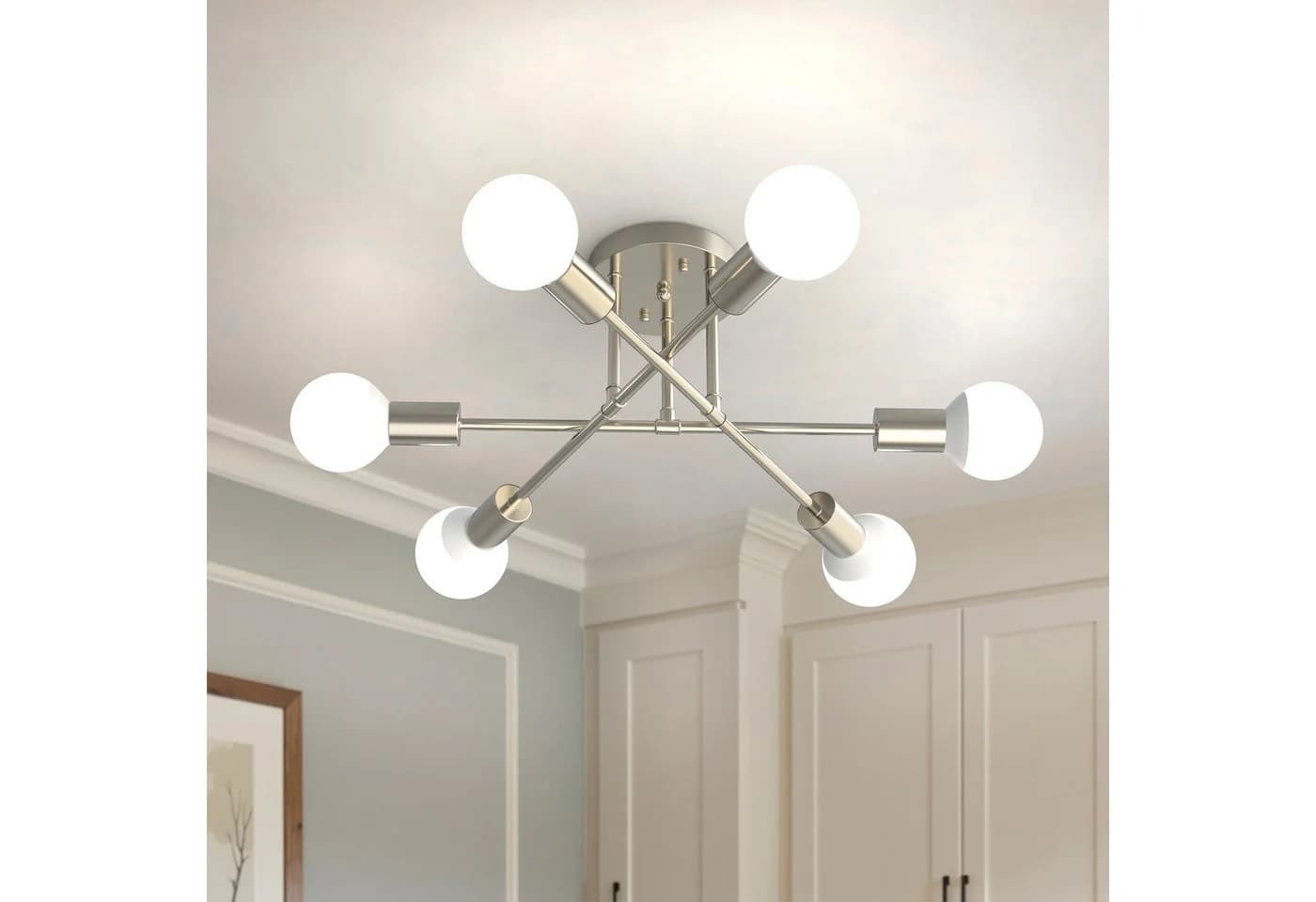 LOHAS-LED Deckenleuchte 6-flammig Sandnickel Metall E27 - Bild 2