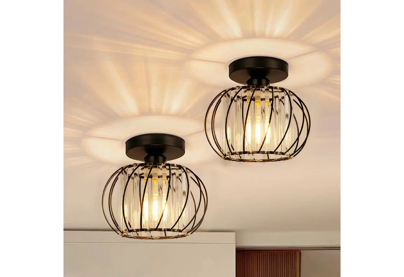 LOHAS-LED Deckenleuchte 2er-Set Kristall Schwarz E26 - Bild 5
