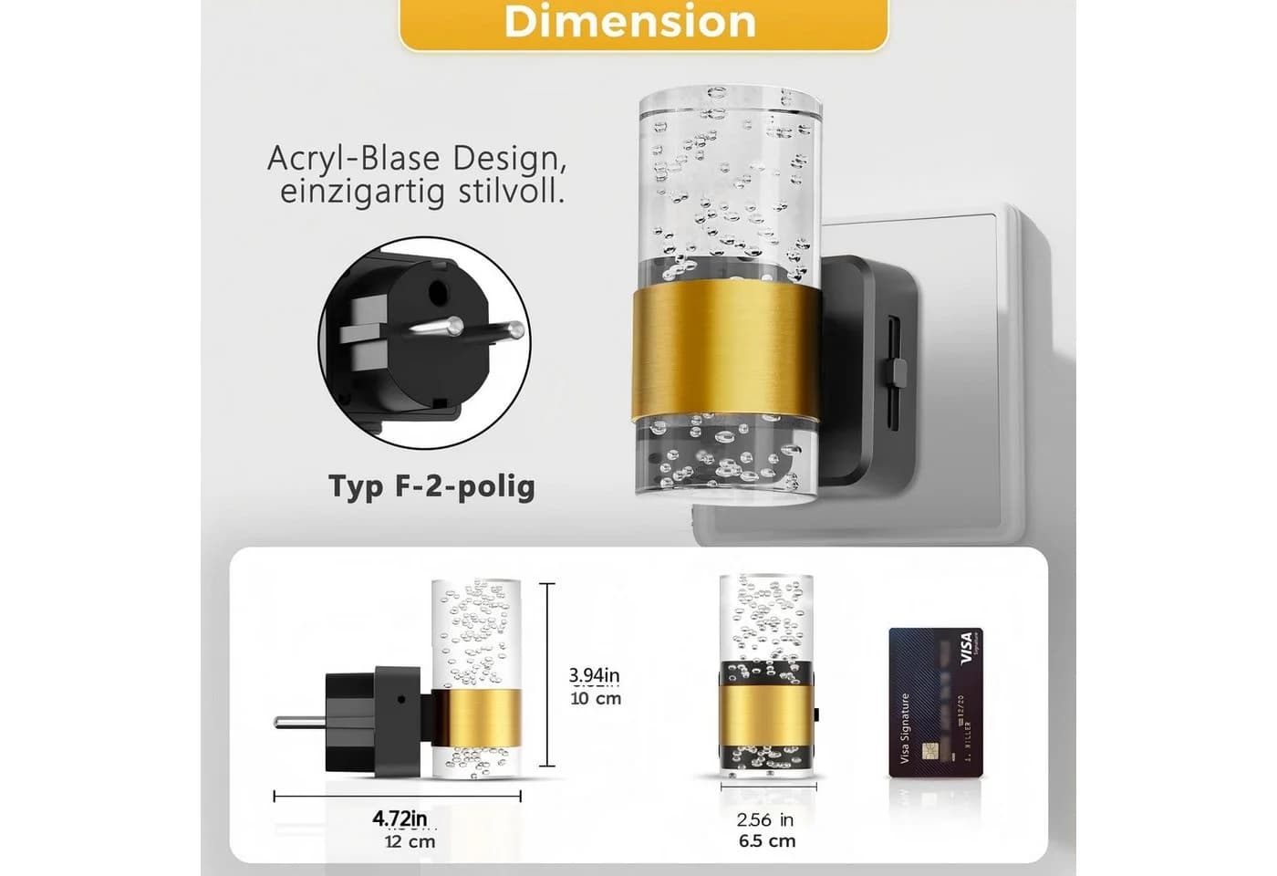 LOHAS-LED Nachtlicht Gold Dimmbar mit Lichtsensor