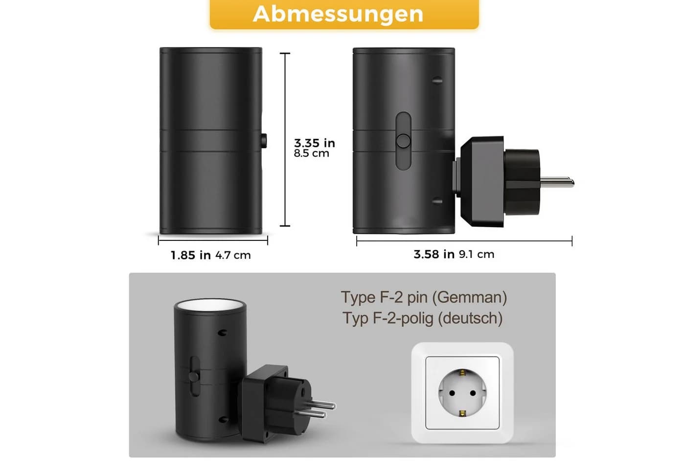 LOHAS-LED Nachtlicht Schwarz Dimmbar mit Dämmerungssensor 2er-Set