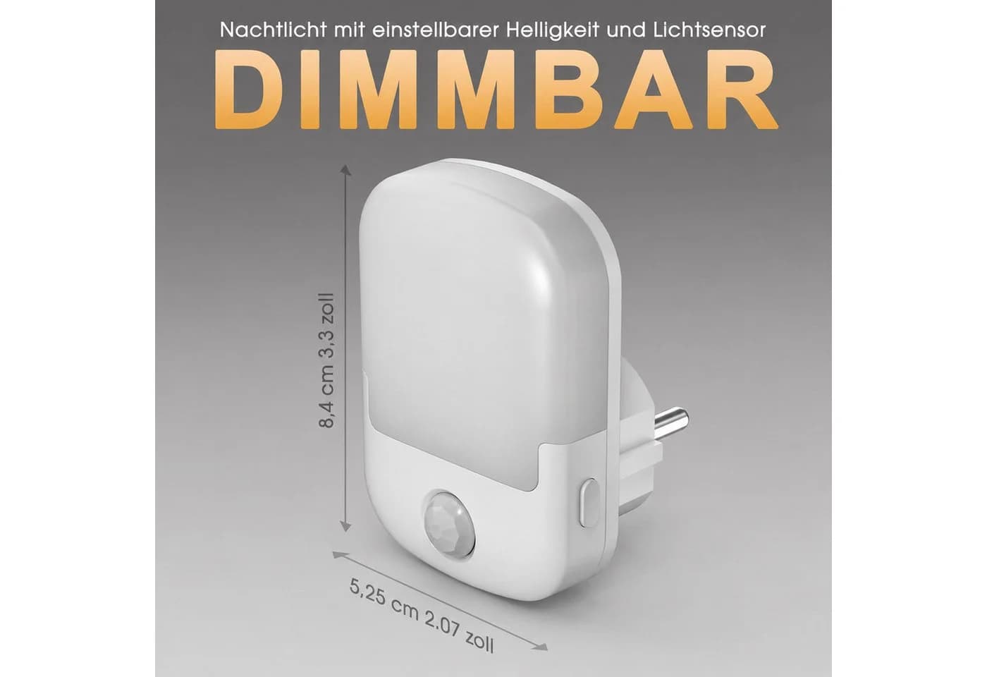LOHAS-LED Nachtlicht „Lumi“ 3-seitig dimmbar mit Sensor Weiß 2er-Set