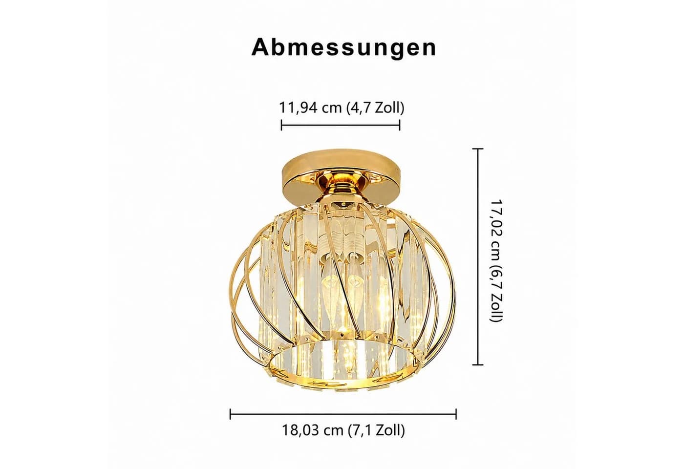 LOHAS-LED Kristall-Deckenleuchte Geo Geometrisch Metall E27 Gold
