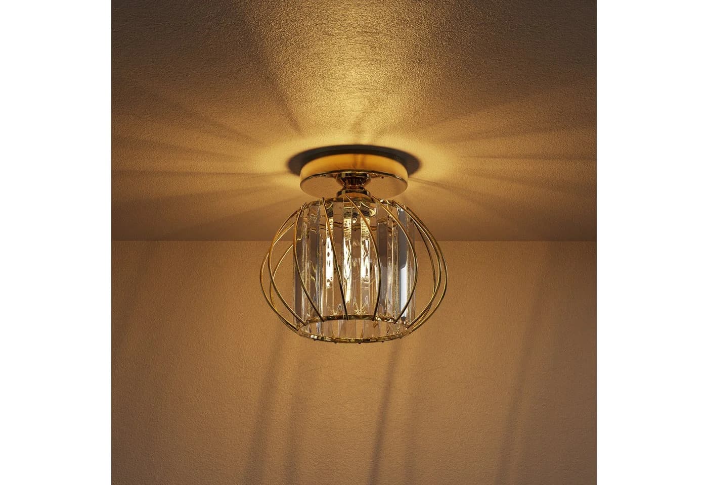 LOHAS-LED Kristall-Deckenleuchte Geo Geometrisch Metall E27 Gold - Bild 2