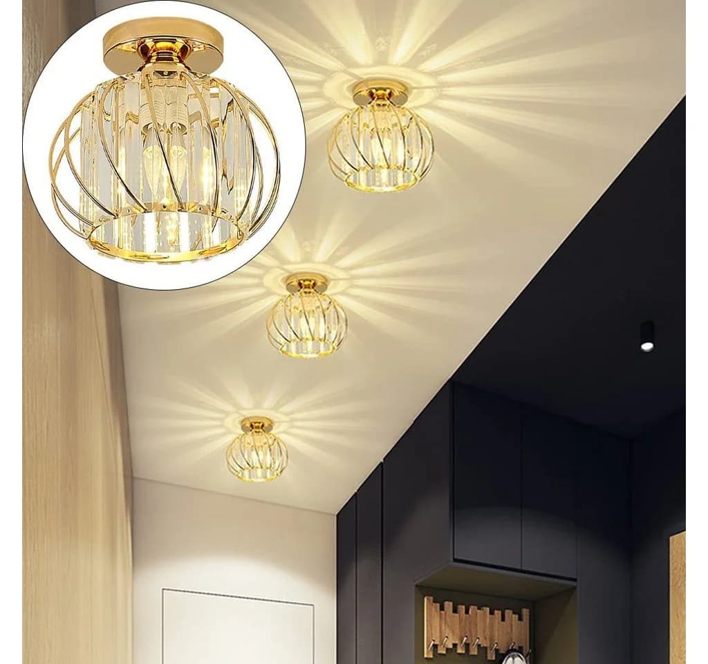 LOHAS-LED Kristall-Deckenleuchte Geo Geometrisch Metall E27 Gold - Bild 4