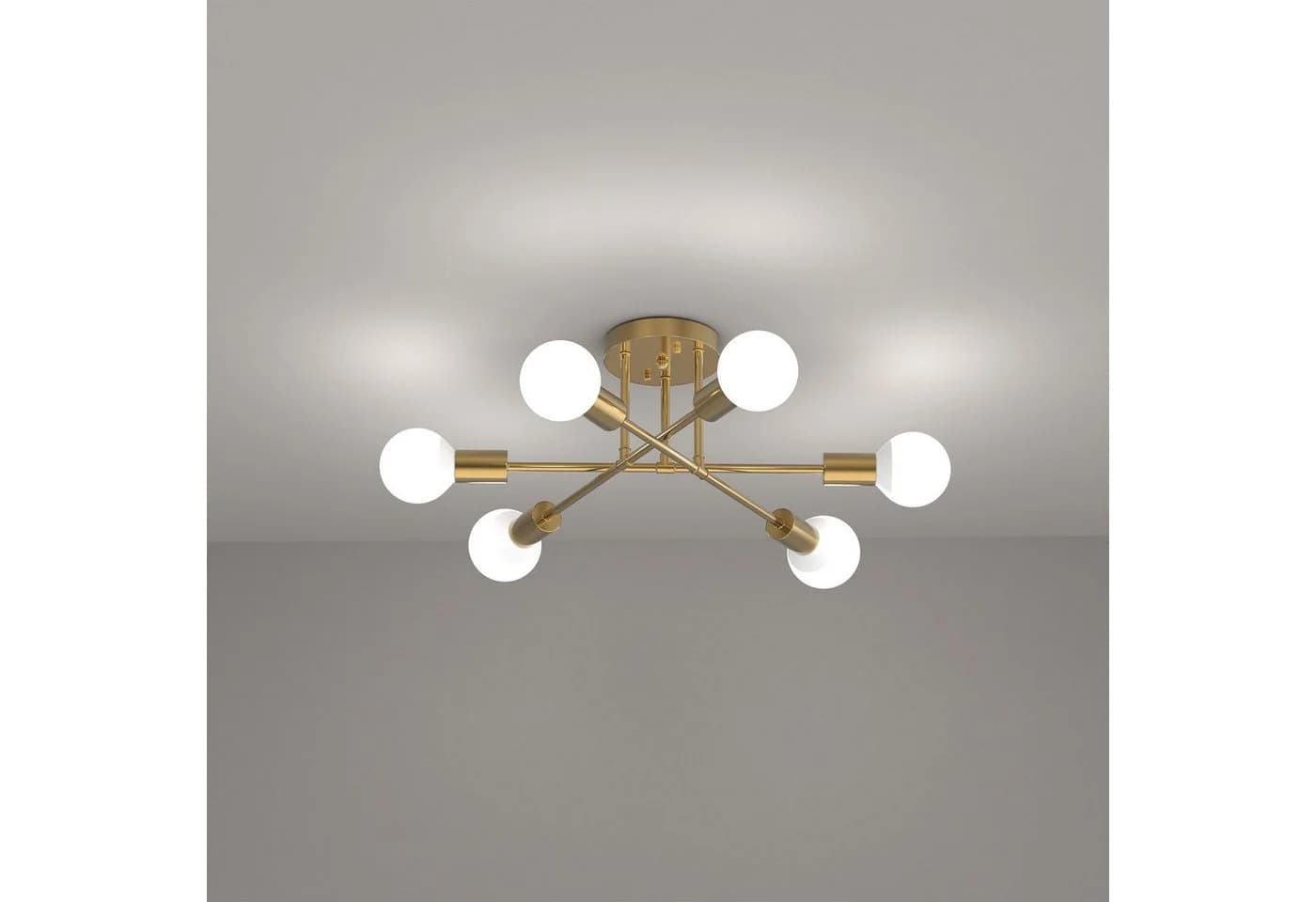 LOHAS-LED 6-flammige Deckenleuchte Metall Kupfer-Optik E27 - Bild 2