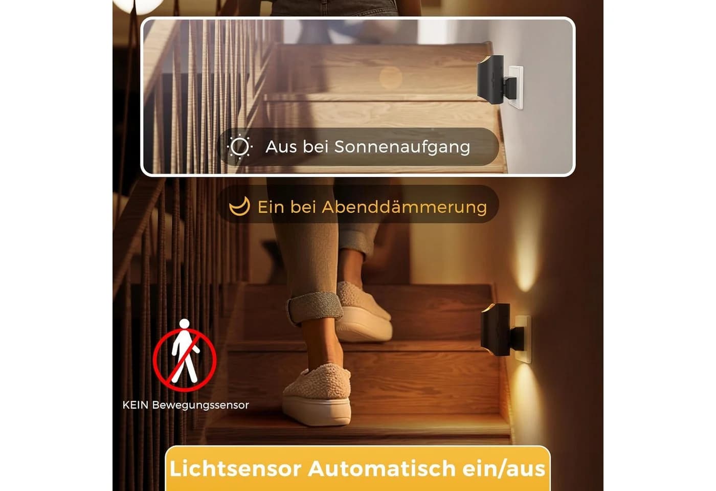 LOHAS-LED LED Nachtlicht Schwarz Kupfer, 2er Set, Dämmerungssensor, Dimmbar - Bild 5
