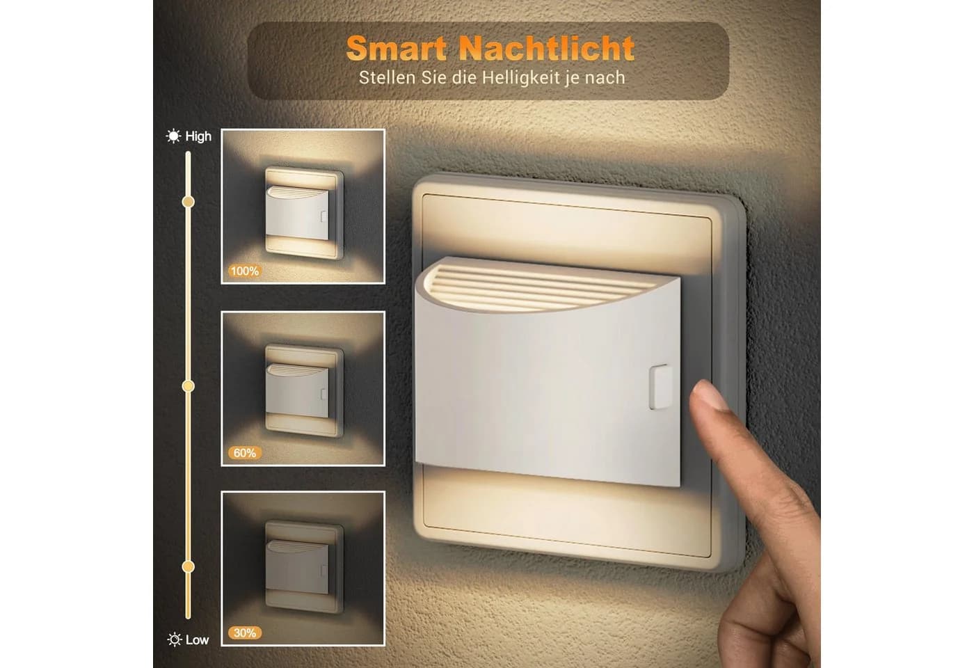 LOHAS-LED Nachtlicht 2er-Set Halbbogen Dämmerungssensor Warmweiß Dimmbar - Bild 5
