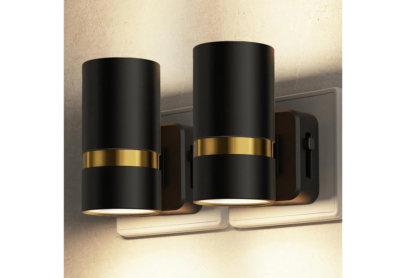 LOHAS-LED Nachtlicht 2er-Set Schwarz/Gold mit Dämmerungssensor - Bild 2