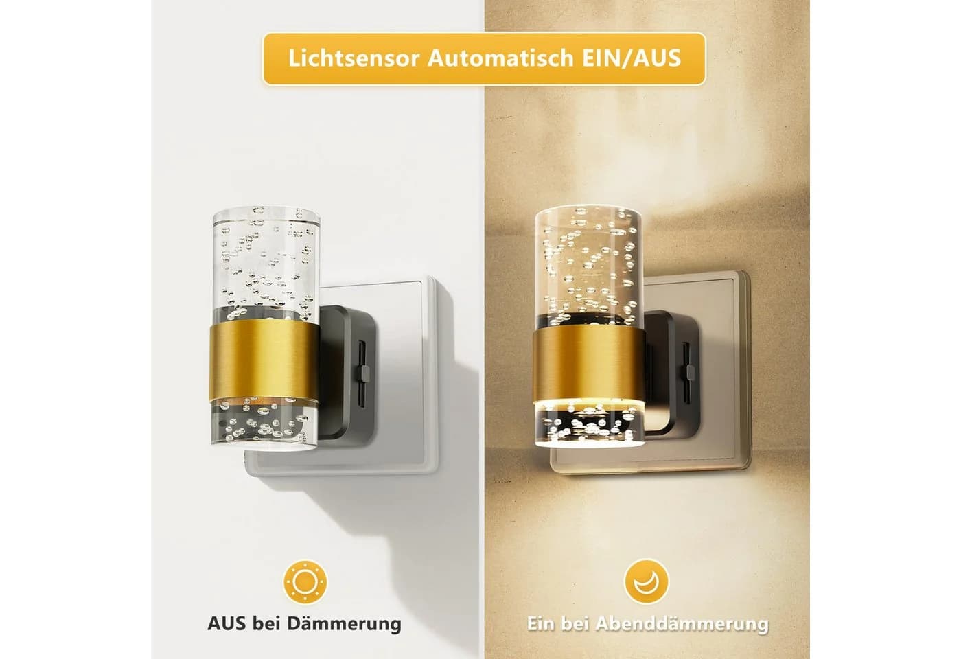 LOHAS-LED Nachtlicht 2er Set Gold Transparent Dimmbar - Bild 5