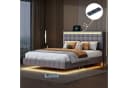 Simurq Polsterbett 160x200 mit LED-Beleuchtung und USB-Anschlüssen Beige/Grau Bild 2