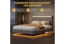 Simurq Polsterbett 160x200 mit LED-Beleuchtung und USB-Anschlüssen Beige/Grau Bild 3
