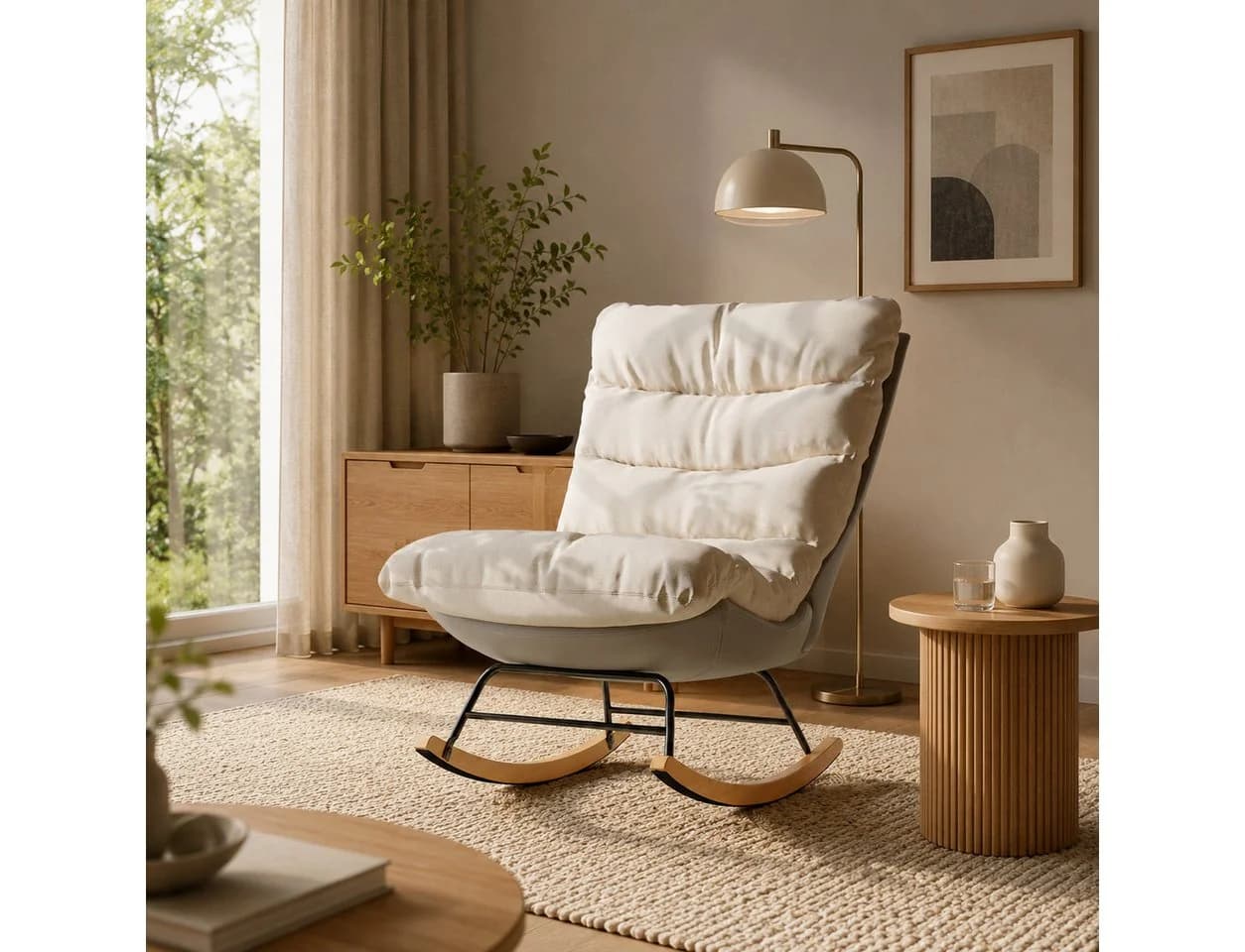 Simurq Schaukelstuhl Beige 5-fach verstellbare Rückenlehne - Bild 2