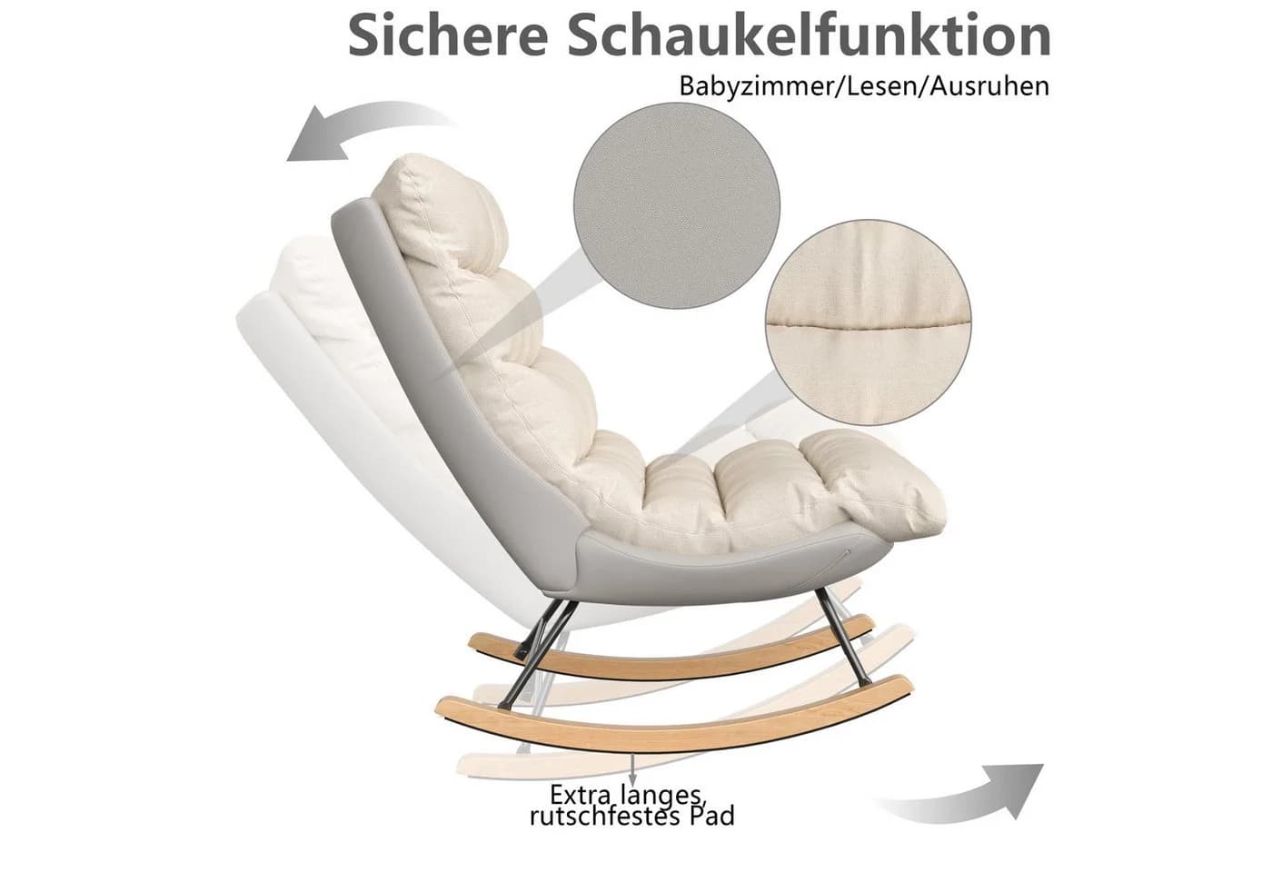 Simurq Schaukelstuhl Beige 5-fach verstellbare Rückenlehne - Bild 3