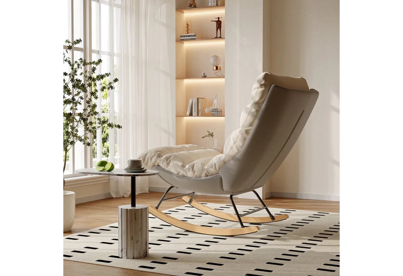 Simurq Schaukelstuhl Beige 5-fach verstellbare Rückenlehne - Bild 5
