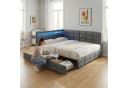 Furnishings Home LED Polsterbett Grau mit Schubladen und Steckdose Bild 1