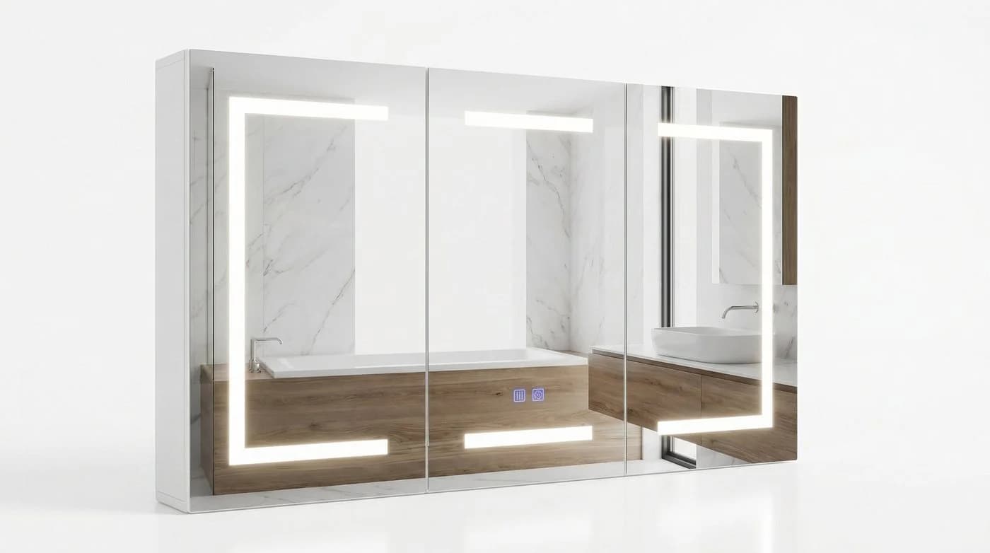 Furnishings Home Spiegelschrank mit LED-Beleuchtung und Steckdosen Weiß - Bild 2
