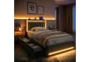 Furnishings Home Polsterbett Grau mit LED, Stauraum & Lattenrost Bild 2