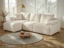 Furnishings Home Ecksofa L-Form 4-Sitzer Samt Beige mit Schlaffunktion Bild 2